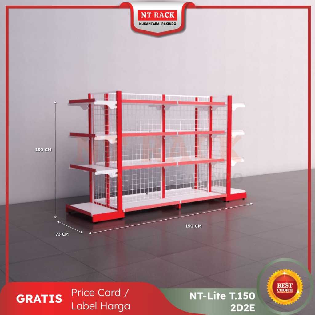 Rak Toko Minimarket Gondola Termurah Double 2 Sisi Tinggi 150 cm (2D2E)