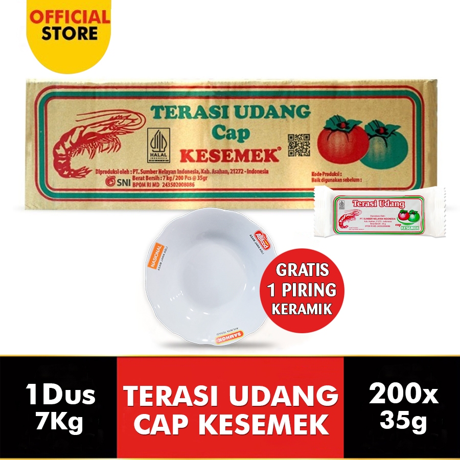 

TERASI UDANG CAP KESEMEK 35 Gr (1 DUS) - FREE 1 PIRING