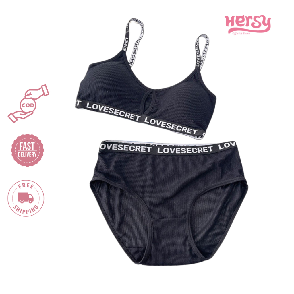 HERSY -  Bra Set Bralette Bh Cd Love Secret Wanita Set Pakaian Dalam Bra Bh Sport Gym