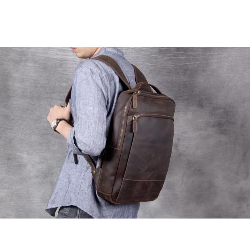 Tas ransel pria kulit asli - tas vintage kulit asli crazy horse