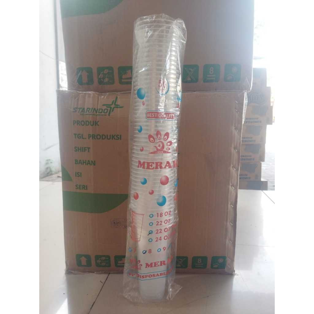 CUP 22OZ SLIM MERK MERAK ISI 50 PCS