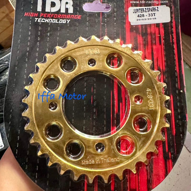 Gear Gir Belakang TDR Gold Yamaha Jupiter Z Fizr Vega Rxking 428-33T 40T 41T Original