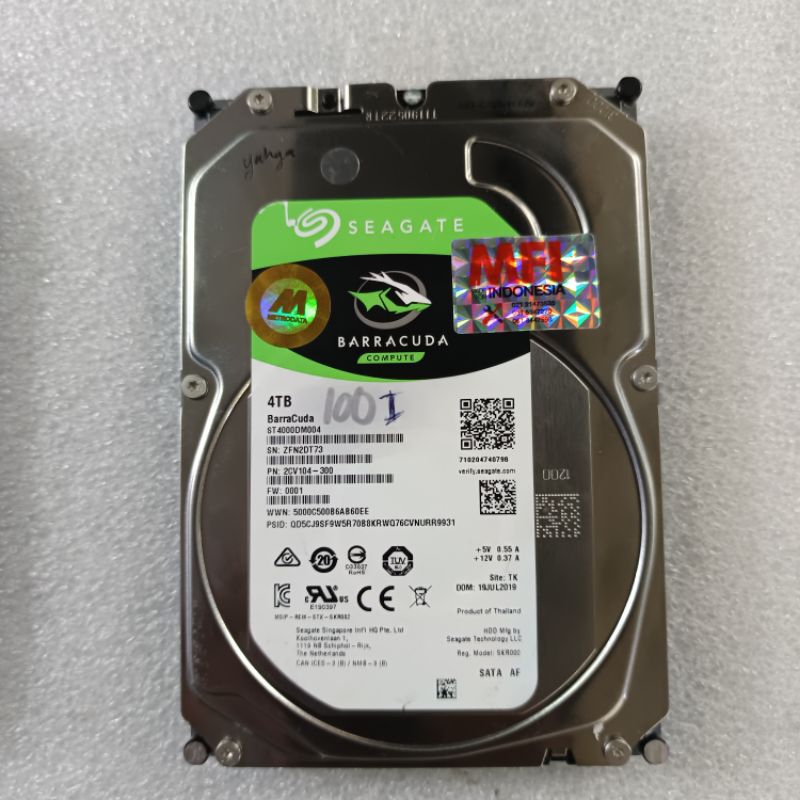 hard disk barracuda 4TB 3.5 inch sata cctv pc rakitan bekas original mfi