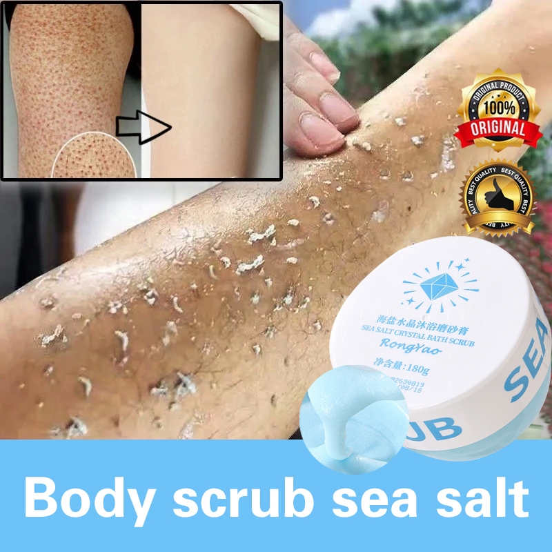 【100% ORI】Body scrub sea salt Lulur pemutih badan permanen Lulur tubuh Whitening 180g Menghilang kul