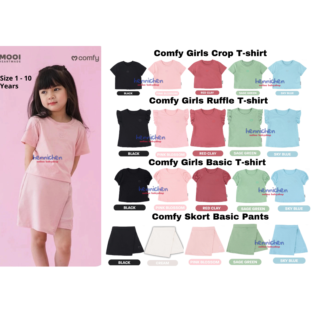 Mooi Rok Celana Skort Anak Perempuan Comfy Skort Basic Pants / Mooi Kaos Anak Perempuan Comfy Girls 