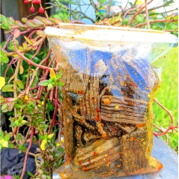 

Kerupuk seblak asbes pedas gurih kemasan 150gram
