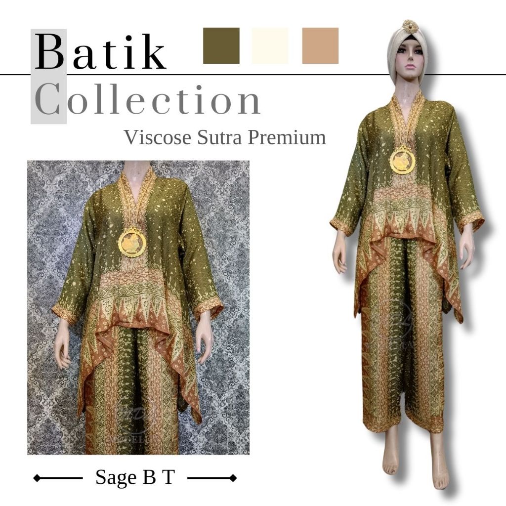 Stelan Batik Viscose Celana Kulot Andini | Set Kulot Pesta Premium Mewah Wanita - Modeluv
