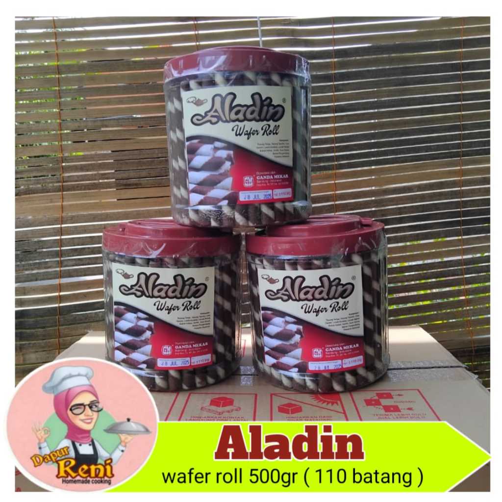 

Aladin wafer rool coklat 500gr ( isi 110 batang ),kue lebaran