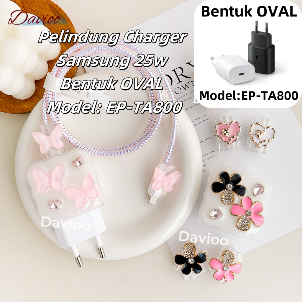 Pelindung Charger Samsung 25w Bentuk OVAL - Model: EP-TA800 Motif Kristal Pelindung Kabel & Adaptor 