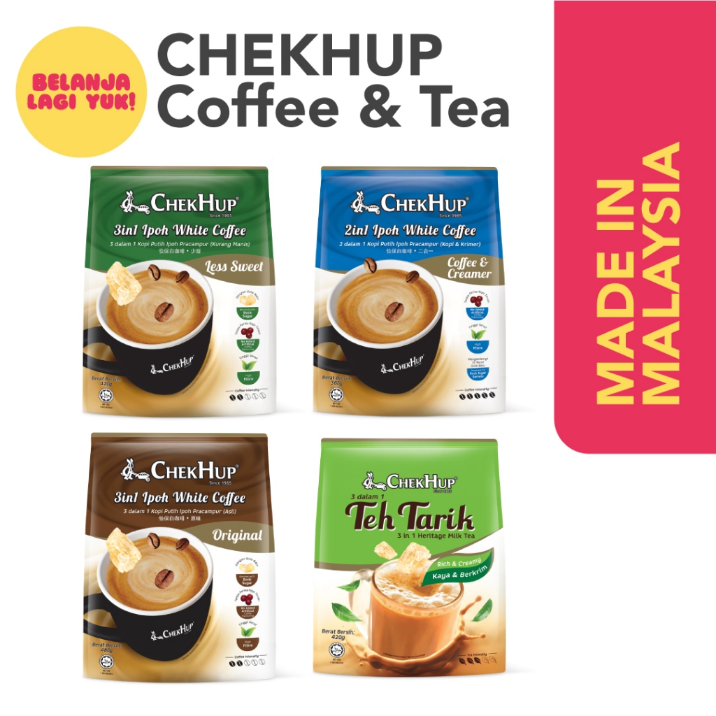 

KOPI CHEK HUP / CHEKHUP 3in1 Original / 2in1 Coffee & Creamer / 3in1 Teh Tarik Malaysia (SACHET)