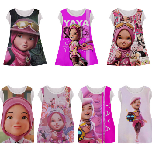 Baju Dress Anak Yaya Boboiboy Untuk Perempuan Tunik Printing Anak Wanita Model Yaya Boboiboy Usia 1-