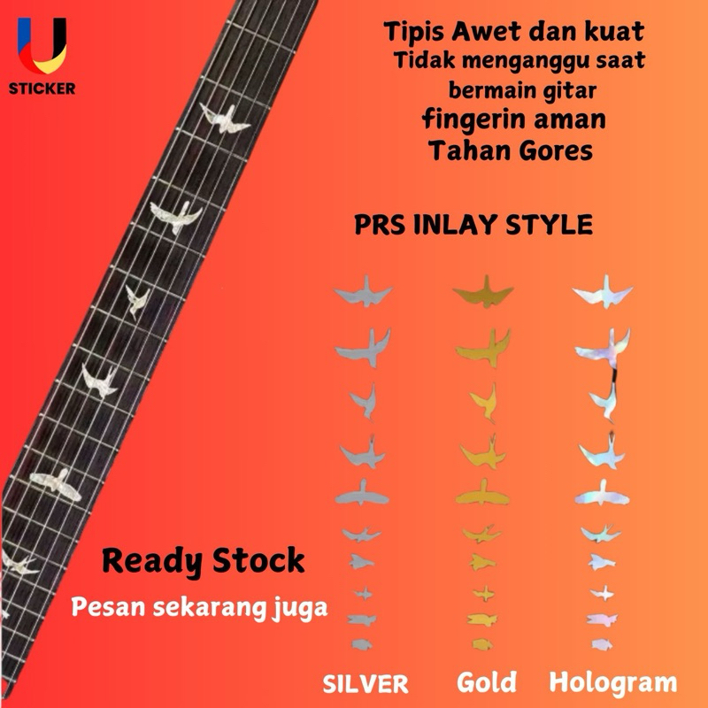 

STICKER STIKER INLAY GITAR SILVER GOLD HOLOGRAM