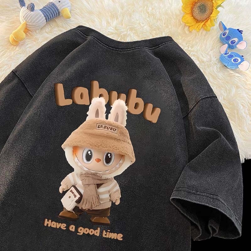 Cetakan kartun labubu longgar Kaos Pria Premium Tebal |Kaos Oversize Pria|Kaos Import baju t shirt p