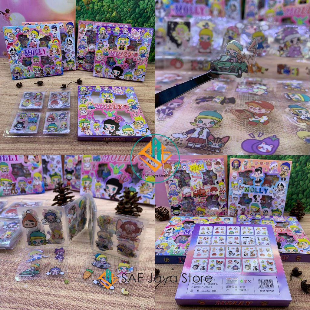 

(1 BOX 100 PCS) SAE - STICKER AESTHETIC LUCU TRANSPARANT ANTI AIR MOTIF MOLLY / STIKER TEMPEL MOLLY