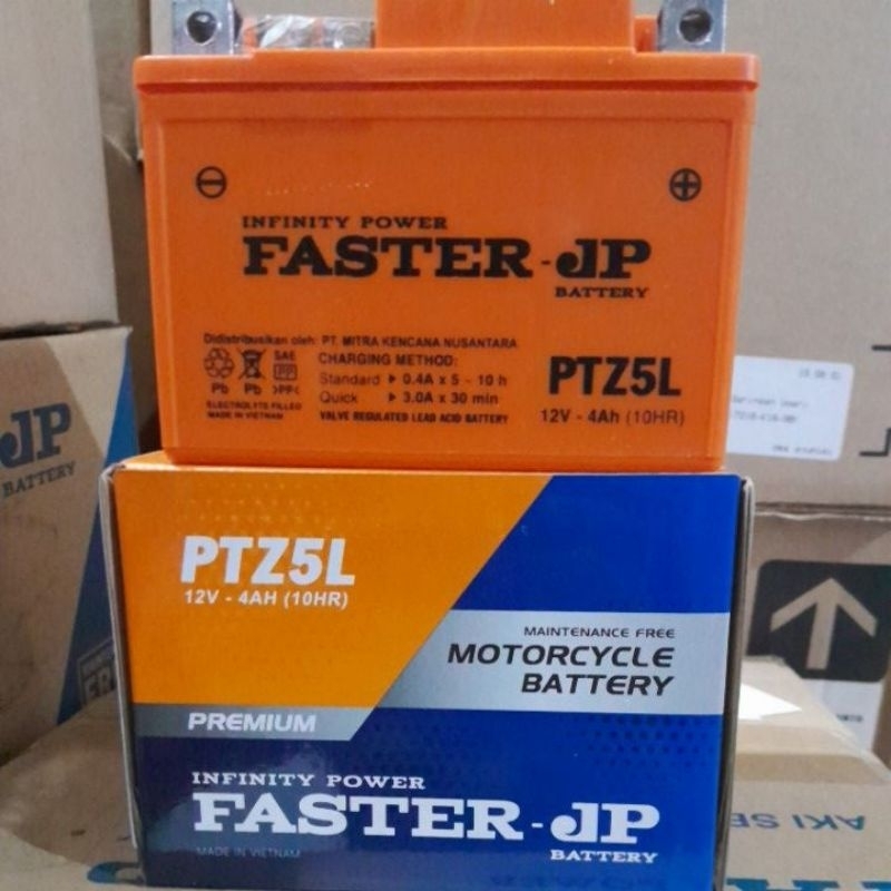 BATTERY AKI MOTOR BEAT,VARIO,MIO J PTZ5L GTZ5S 12V-4AH FASTER INFINITY POWER MADE IN VIETNAM ORIGINA