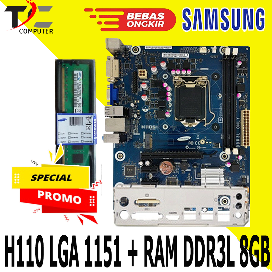 Mobo Mainboard Samsung H110 Gen 6 LGA 1151 DDR3L Plus RAM 8GB DDR3L