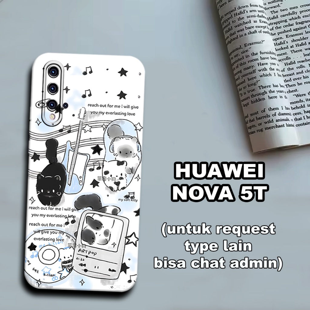 CC22/ Softcase karet lentur untuk huawei nova 5t /Motif kucing/case huawei nova 5t/kesing huawei nov