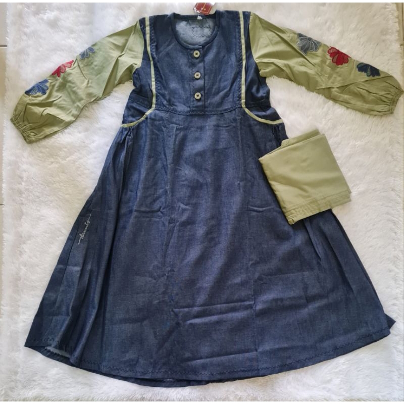 ABAYA ANAK DANNIS HIJAU JINS TERBARU SARIMBIT