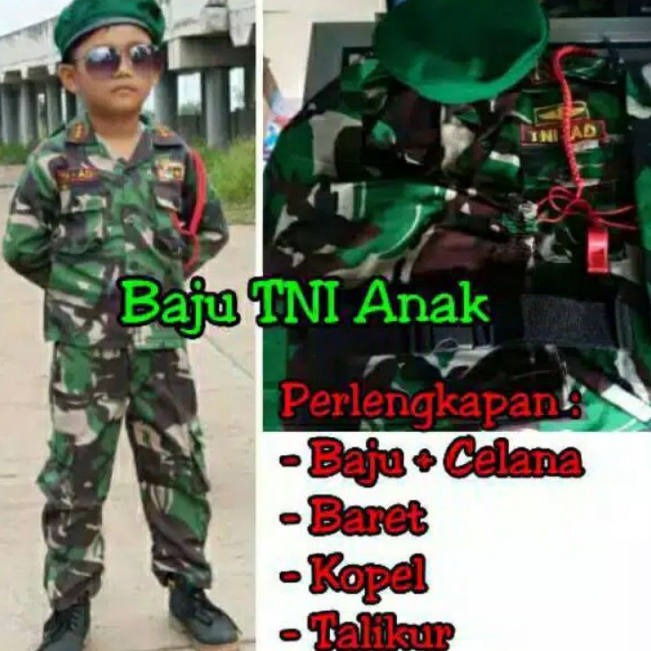 FG2 Baju Tentara Anak Laki LakiSeragam Tni Anak PocilKostum Profesi anak Tni AD