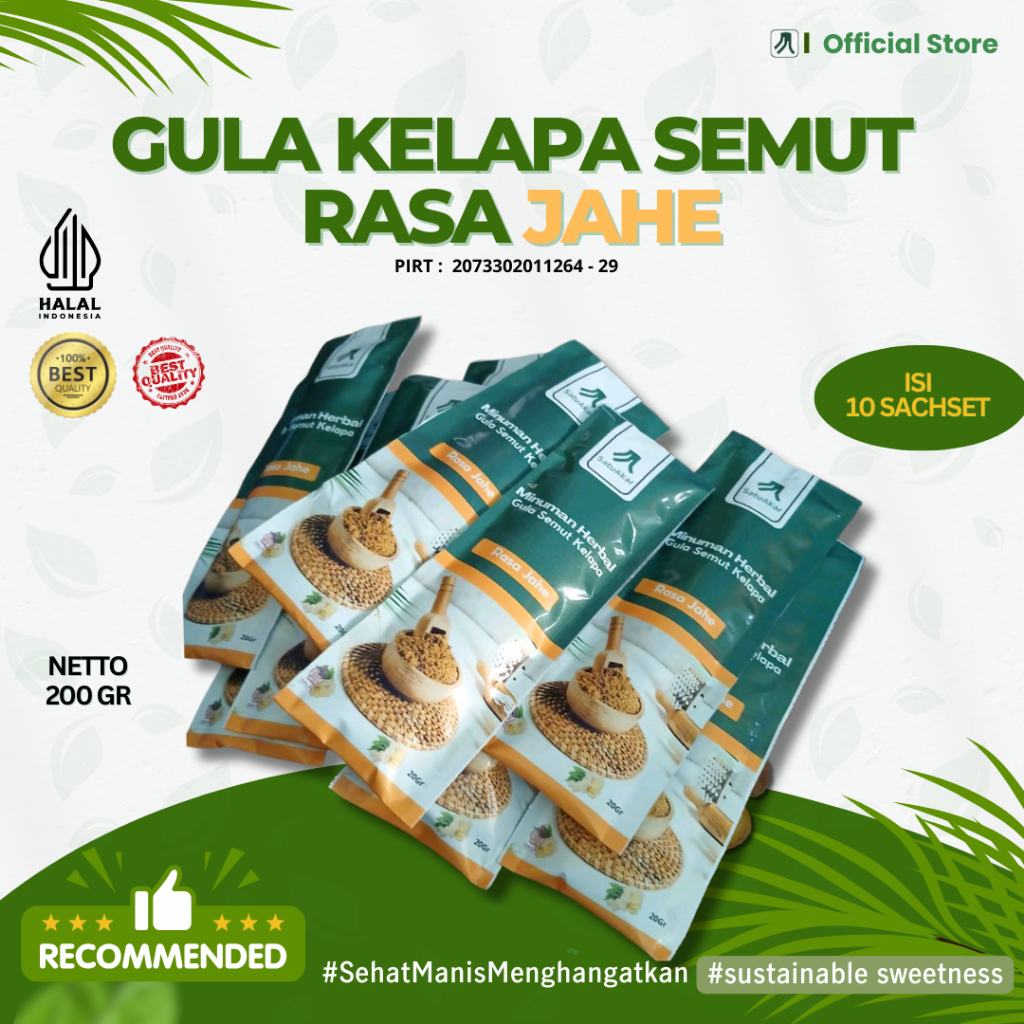 

Gula Semut Kelapa Organik Rasa Jahe isi 10 pcs