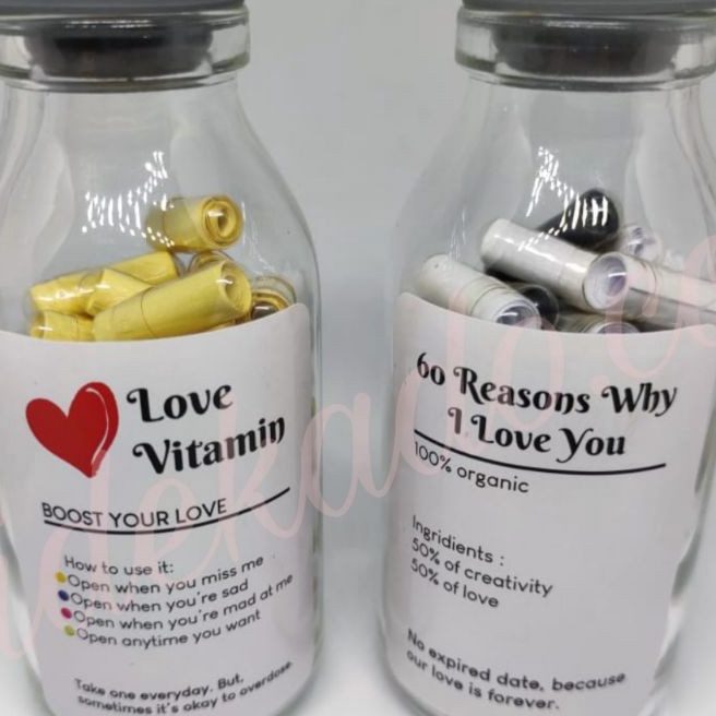 Cashback 6 REASON WHY I LOVE YOU  LOVE VITAMIN WISH IN BOTTLE SURAT KAPSUL KADO UNIK BAGUS KEREN VAL
