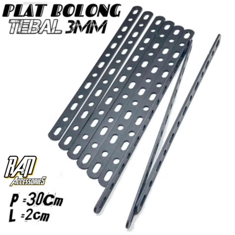BRAKET PLAT /PLAT BOLONG BESI PLAT BOLONG TEBAL 3MM 2MM 1,5mm BRAKET LAMPU TEMBAK/BRAKET KNALPOT 3MM