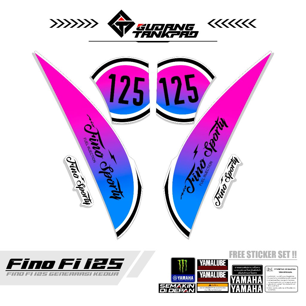 STIKER STRIPING VARIASI YAMAHA FINO FI 125 / MTF 8 / STRIPING SET LIS BODY FINO FI / FINO 125 FI / S