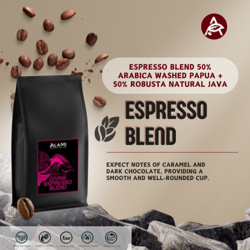 

ESPRESSO BLEND 50% ARABICA WASHED PAPUA + 50% ROBUSTA NATURAL JAVA