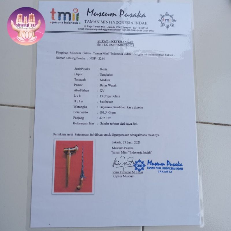 Keris Sengkelat Luk 13 sepuh bersertifikat