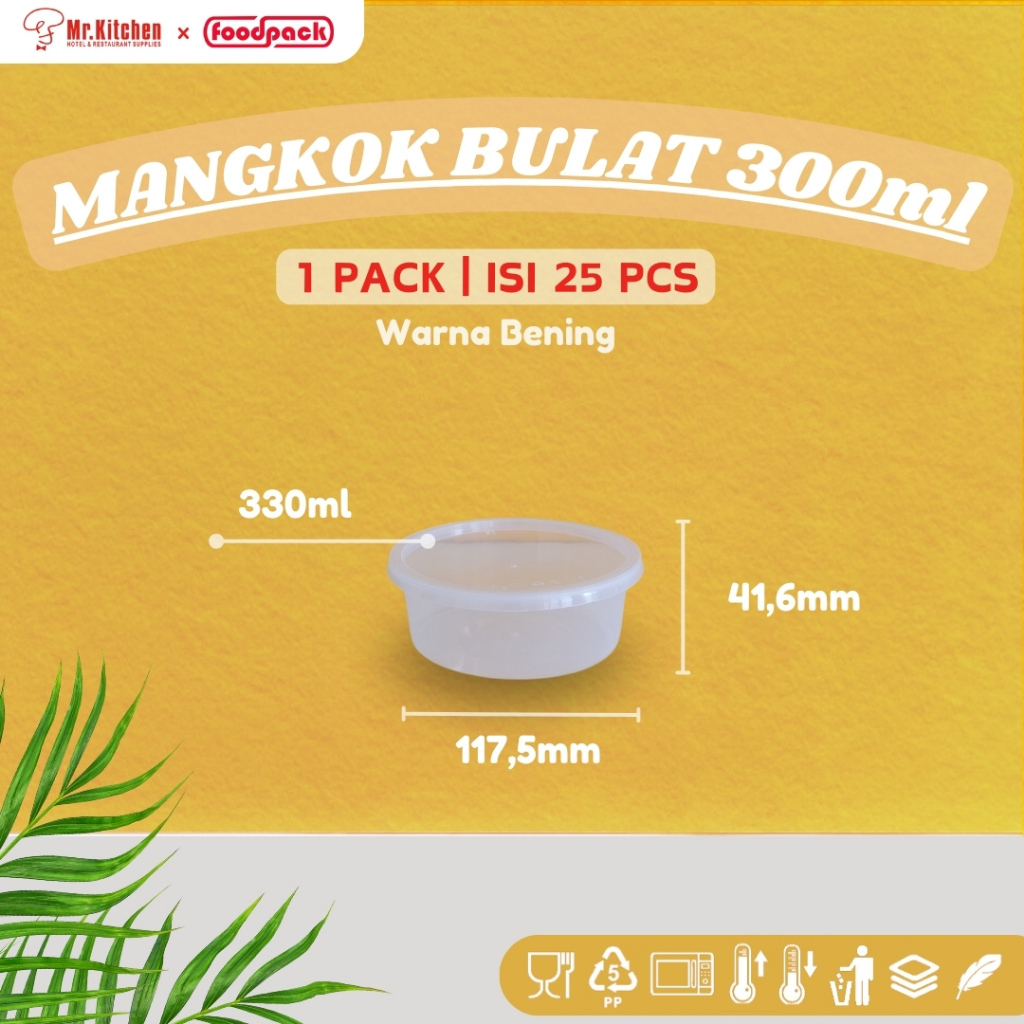 [ISI 25pcs] 300ml Mika Thinwall BULAT / MANGKOK BULAT Plastik Bening + TUTUP CUP