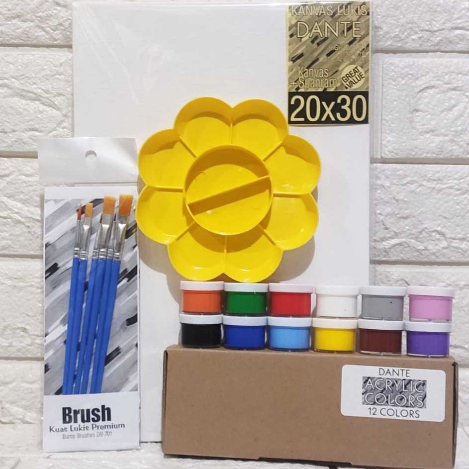 

Super Baru PAKET MELUKIS SET Kanvas 2X3 Kuas Palet
