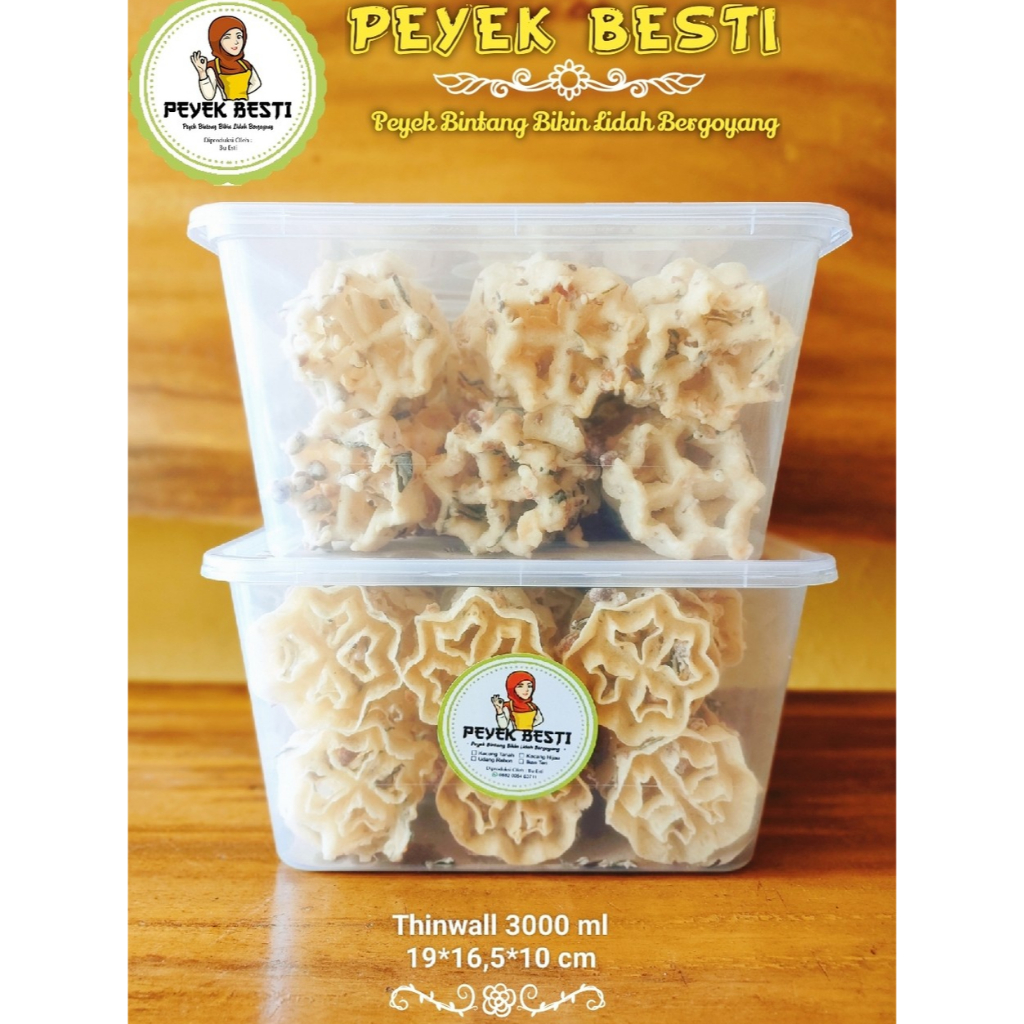 

PEYEK BESTI kemasan (Thinwall 3000 ml) Peyek Kacang Tanah | Peyek Kacang Hijau | Peyek Udang Rebon | Peyek Teri