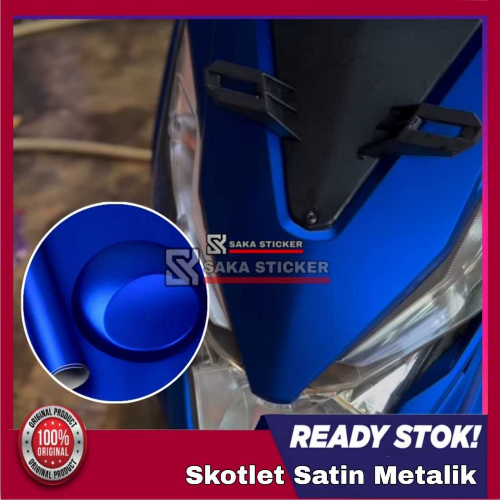 Sticker Skotlet Biru Doff Satin Metalik | Stiker Scotlet Motor Dop