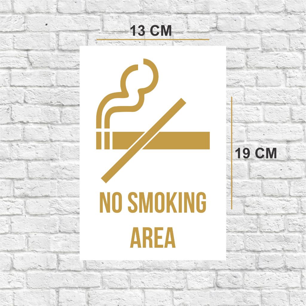 No Smoking Akrilik Sign Tempel Putih Ukuran 13 x 19 cm - Rumah / Kantor / Cafe (NSP-02)