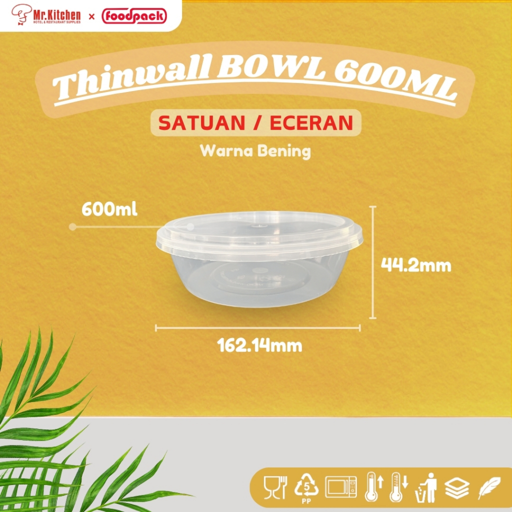 [ECERAN] 600ml Thinwall BOWL / MANGKOK BOWL Plastik + TUTUP CUP