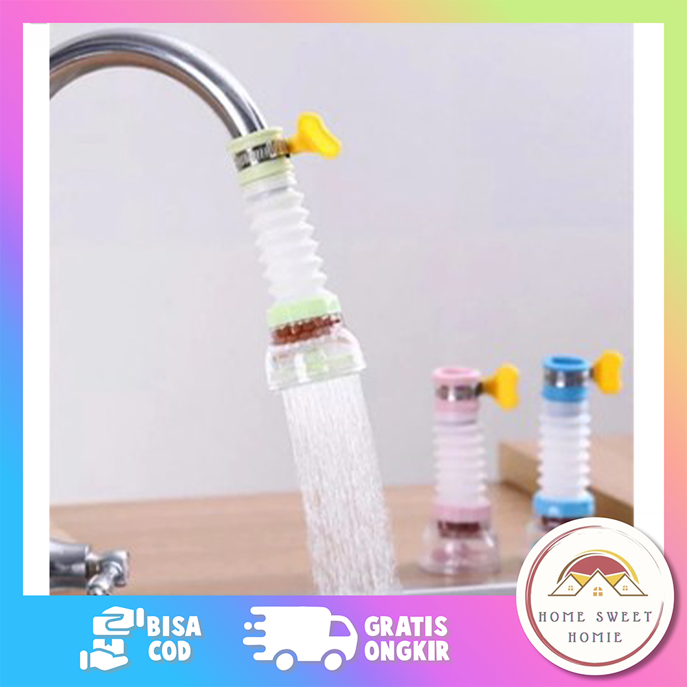 Sambungan Kran PRAKTIS FLEXIBLE Filter Air Anti Splash Shower Saringan Kran Air Keran Laris murah La
