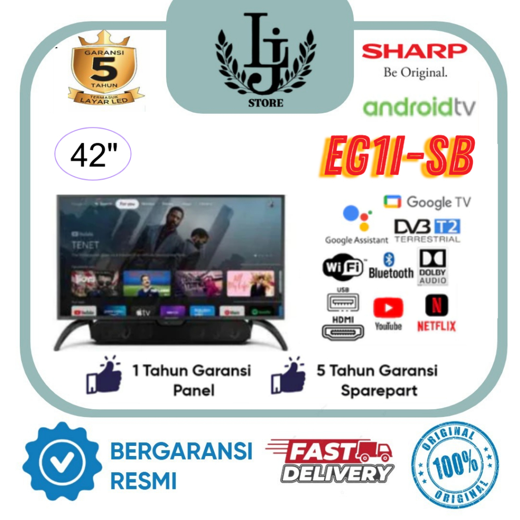 TV LED Sharp Sounbar 42EG1 SB LED Sharp 42 Inch Android TV Gogle TV Sharp Soundbar