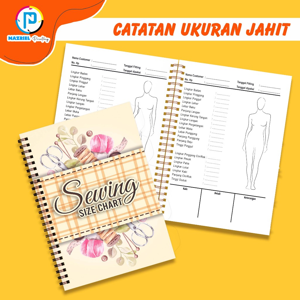 

(NON CUSTOM) Buku Ukuran Jahit Catatan Ukuran Buku Sewing Ukuran A5 50 Lembar