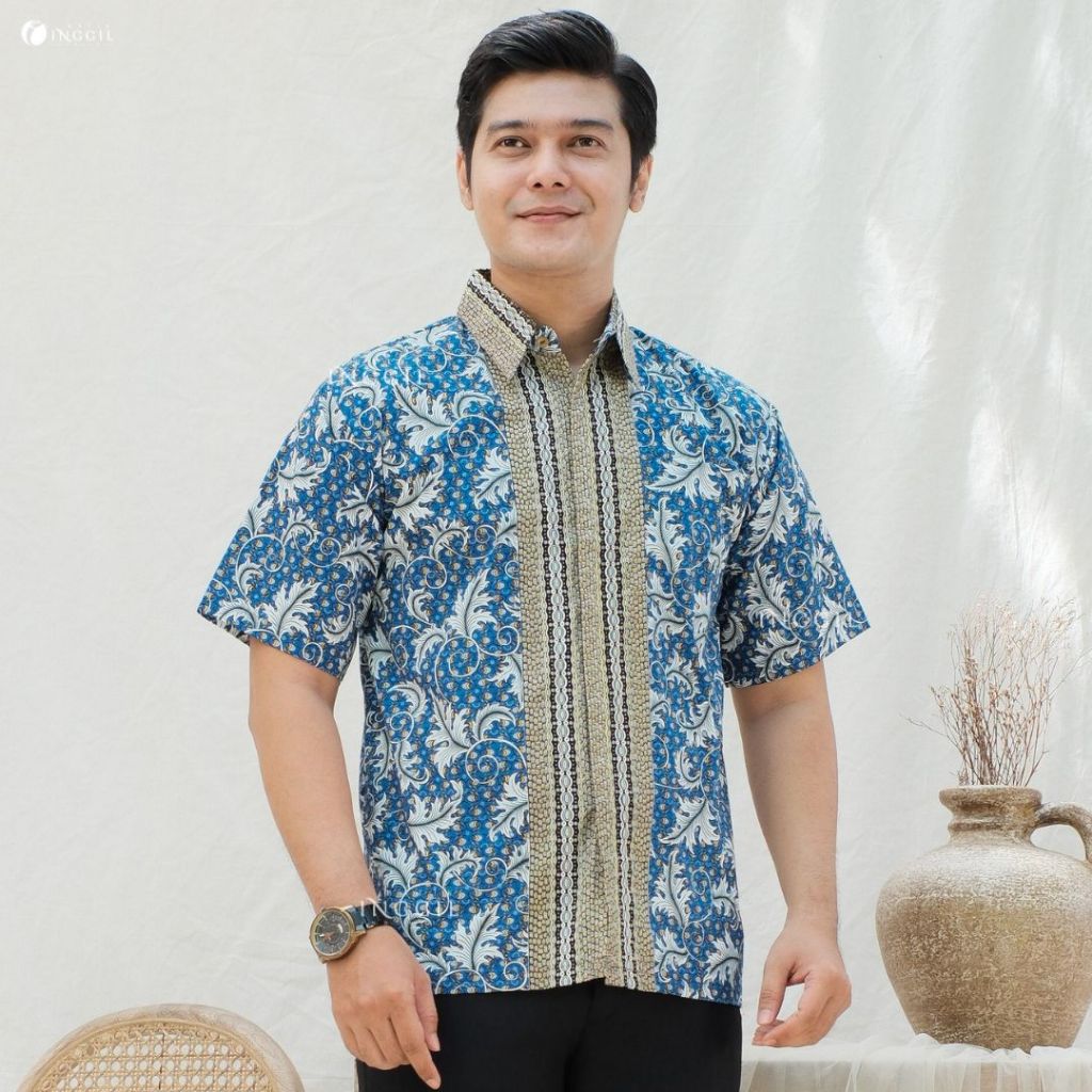 BATIK INGGIL Premium Cakra Reguler Fit Laki Laki Lengan Pendek - Kemeja Batik Laki-Laki