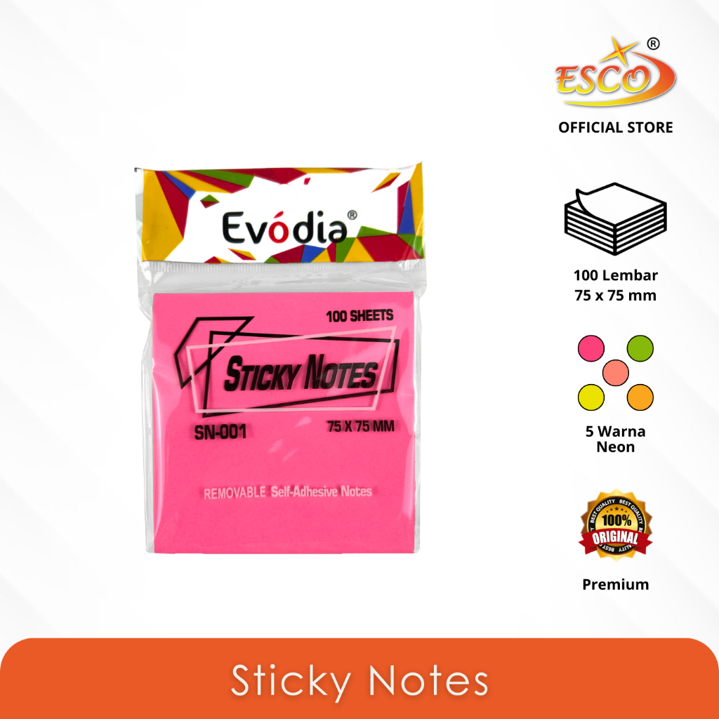 

Esco >< Evodia Sticky Notes 5 Warna 100 Lembar SN-002-RBW