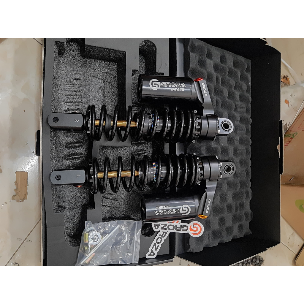 SKOK BELAKANG GROZA BRAVE SERIES  275 MM 320 MM 340 MM HITAM AS GOLD RED TABUNG ATAS TRIPEL CLIK BEB