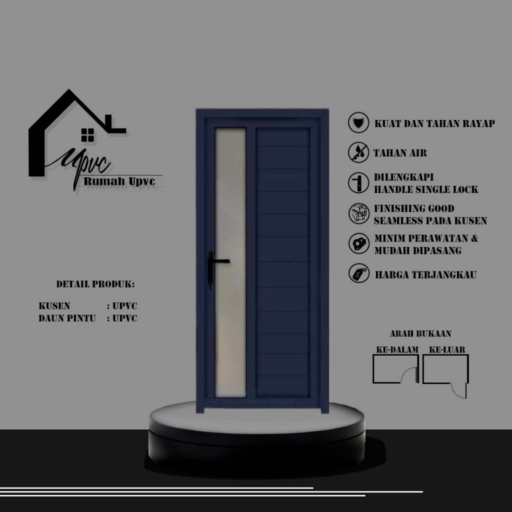 PINTU UPVC.KAMAR TIDUR.PINTU UTAMA.(GREY/ABU-ABU STANDART)