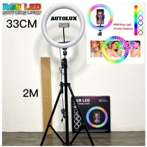Ring Light RGB Rainbow 33CM +Tripod Stand 2M TikTok Youtuber