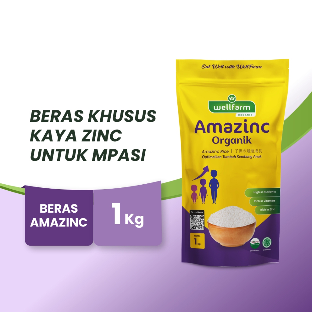 

KANBAI Beras Mpasi Organik Amazinc Rice Beras kaya kandungan Nutrisi Zinc