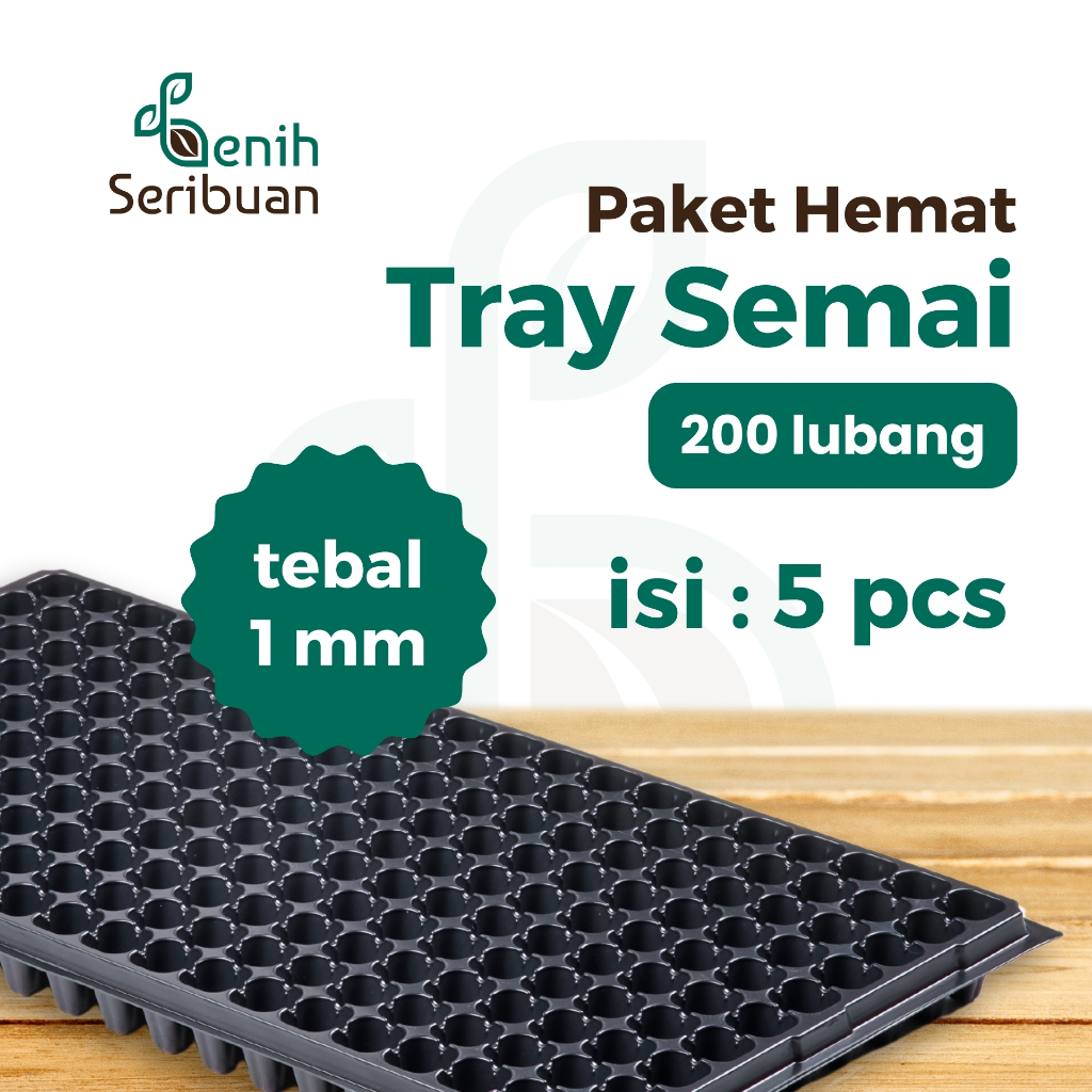 Benih Seribuan - Paket Tray Semai 5 pc Pot Tray Tebal 1 MM Lubang 200 Media Tanam Semai Benih