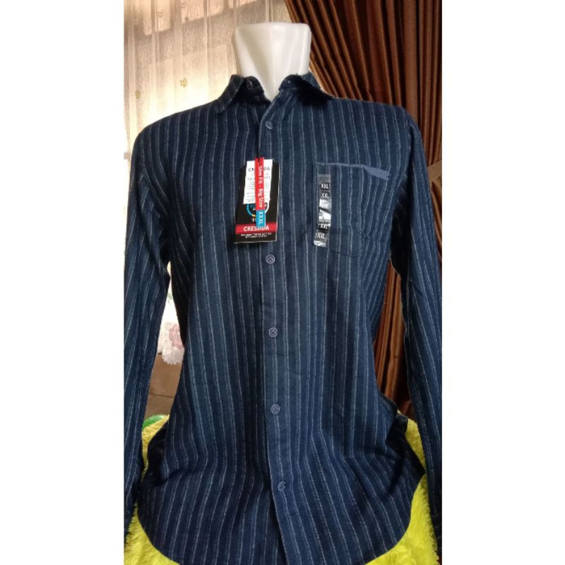 Kemeja Cressida Original XXL Slimfit Pria Lengan Panjang
