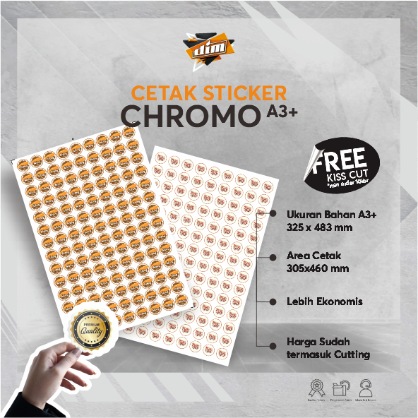 

Cetak Stiker Chromo A3+ / Cetak Stiker Label Kemasan