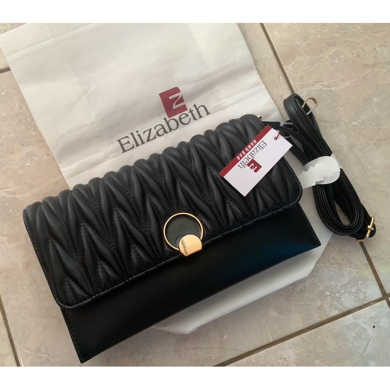 CLUTCH SLING BAG TAS ELIZABETH HITAM - NEW WITH TAG