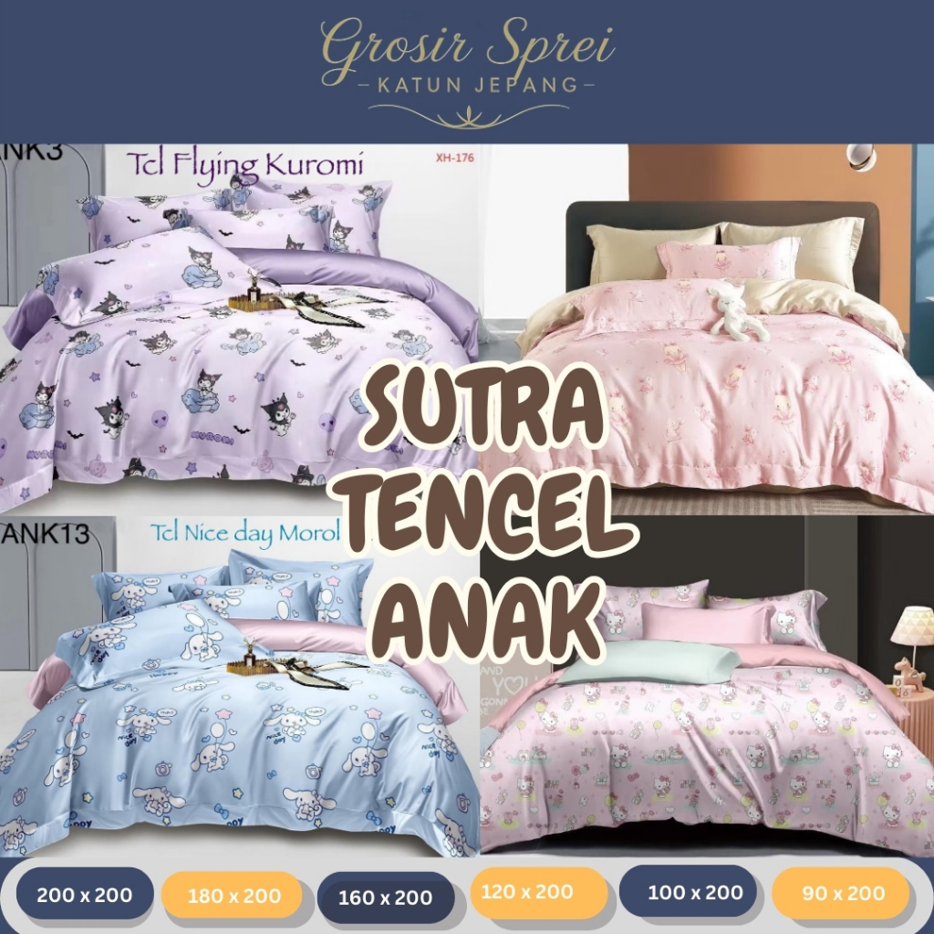 GROSIRSPREIKJ - Sprei TenceL 60S Motif Anak Karakter Kartun Sprei Tenccle Anak Kuromi