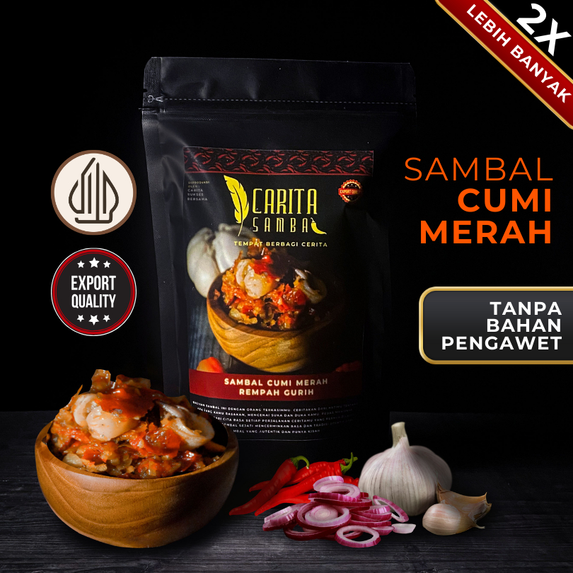 

Sambel Cumi Merah Pouch 250 gram Sambal Rempah Pedas Dadakan gurih tanpa pengawet - CARITA SAMBAL